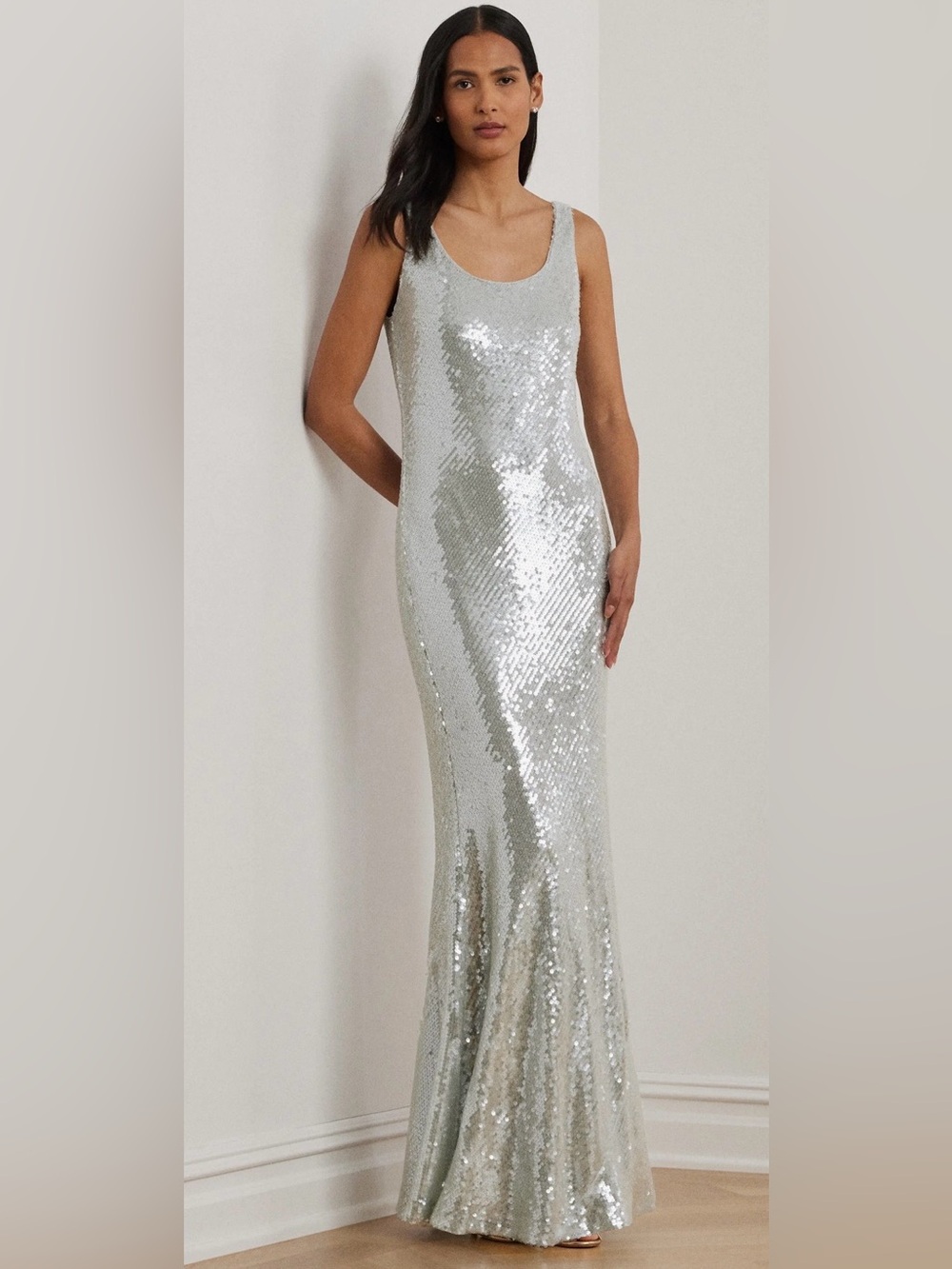 NWT Lauren Ralph Lauren Sequin Gown Aqua Pearl Size 6 | $295 USD Retail